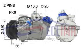 ECLIMA 121139X - COMPRESOR EQUIV.  DENSO 7SBU16C OPEL PV6 115MM 12V