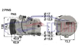ECLIMA 121053 - COMPRESOR DOOWON DVE18 KIA SORENTO  PV6 119MM 12V