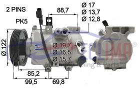 ECLIMA 121060 - COMPRESOR  DOOWON DVE16 PV5 122 MM 12V. HYUNDAI