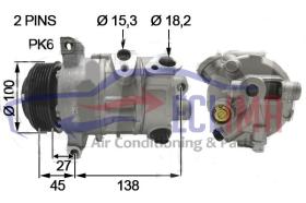 ECLIMA 121077X - COMP. EQUIV. 5SE12C JEEP-CHRYLE PV6 100MM 12V