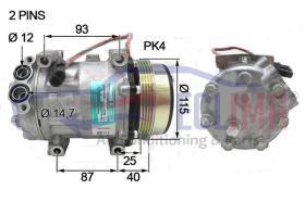 ECLIMA 121087 - COMPREROR  SANDEN 7H15 PV4 119 MM. 12V NEW HOLLAND