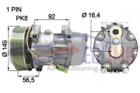 ECLIMA 121668Q - COMPRESOR QUE QP7H15 P8 149 MM. 24 V.
