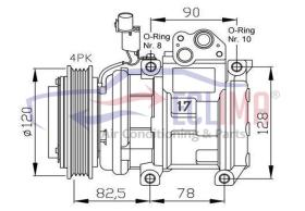 ECLIMA 122215 - COMPRESOR  DENSO 10PA17C KIA CARNIVAL II PV4 125MM 12V