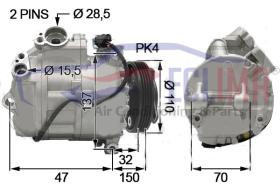 ECLIMA 121086 - COMPRESOR  CALSONIC CSE717C PV4 110MM. BMW X5