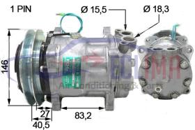 ECLIMA 121097 - COMPRESOR SANDEN SD7H15 1A 146MM  KOMATSU - KOBELCO 24V
